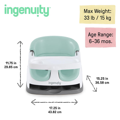 Ingenuity Baby Base 2-in-1 Booster Seat with Tray, Feeding & Floor Seat