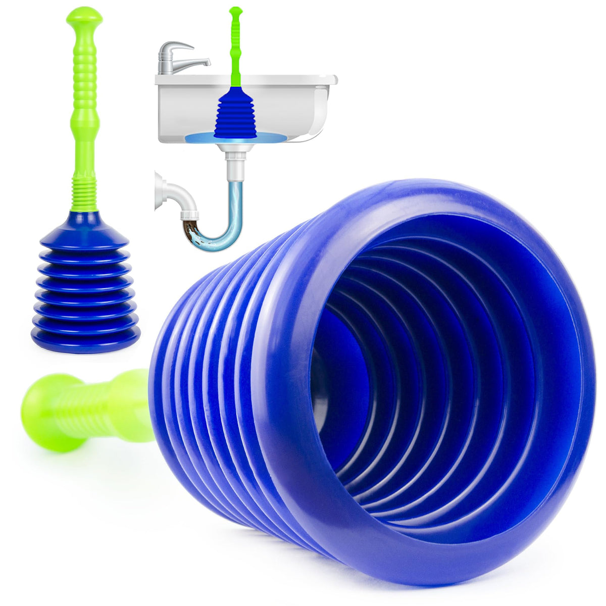 Luigi's Mini Sink Plunger for Unblocking Drains in Bathroom Kitchen Sink Bath and Shower - Small Powerful Commercial Style Plumbers Plunger - Bellow Plunger Sink Unblocker