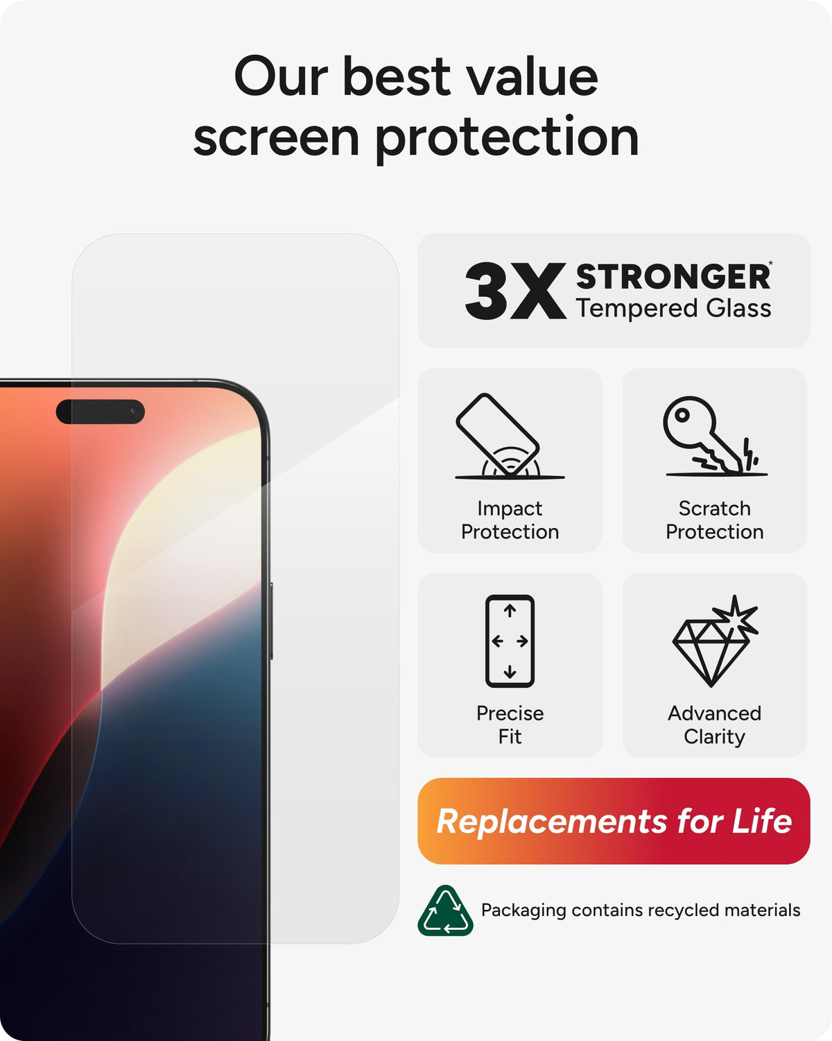 ZAGG Glass+ Screen Protector for iPhone 17