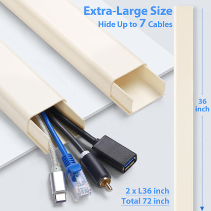 ZhiYo 85" Cord Cover for 1 Wire, Mini White Cord Hider Wall, 0.5"W x 0.3"H