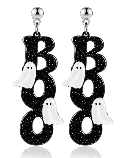 Halloween 3D Skeleton Skull Earrings BOO Ghost Earrings for Women
