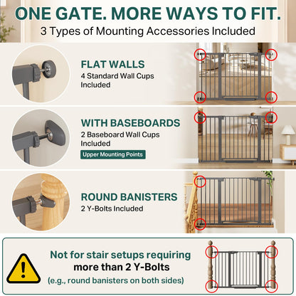 Cumbor 29.7-51.5 in Extra Wide Baby Gate for Stairs, Dog Gate Indoor Black