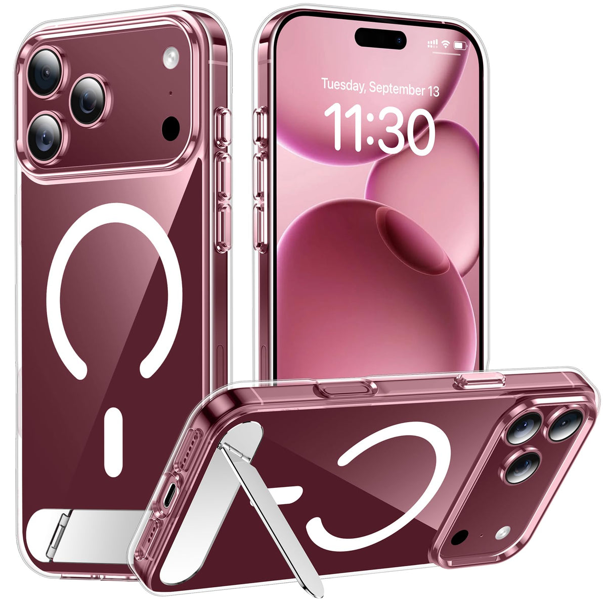 Temdan Magnetic Compatible with iPhone 16 Pro Max Case, [Built-in Invisible Kickstand][Compatible with MagSafe] [Military Grade Shockproof] Slim Translucent Matte Phone Case for iPhone 16 Pro Max 6.9"