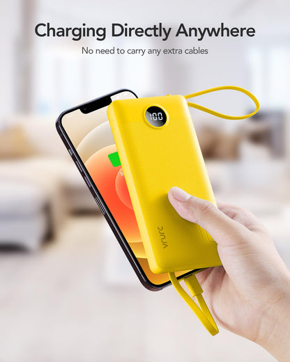 VRURC Portable Charger, Built in 4 Cables & Lanyard Power Bank 10000mAh