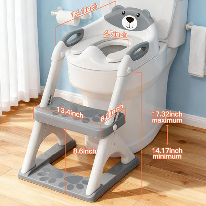 Potty Training Toilet for Toddlers, 2-in-1 Potty Training seat, Anti-Slip (Chocolate, Bear)
