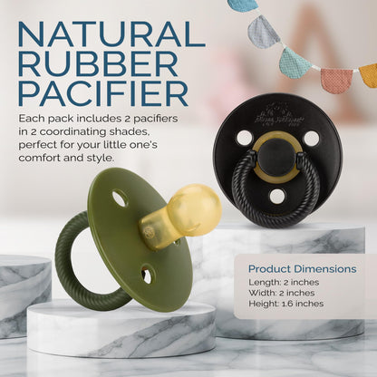 Itzy Ritzy Natural Rubber Pacifiers for 0–6 Mos, Set of 2, Blossom/Rosewood