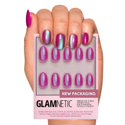Glamnetic Press On Nails, Short Almond Glossy, Fake Nails 24pc Nail Kit