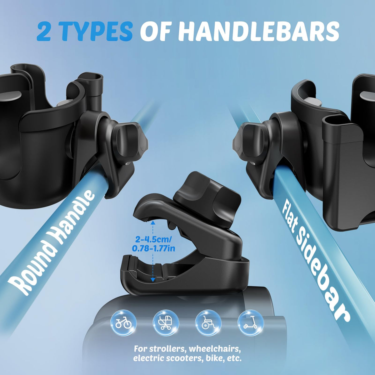 2-Pack Cup Holder for Walker: Wheelchair Cup Holder for Seniors and Adults