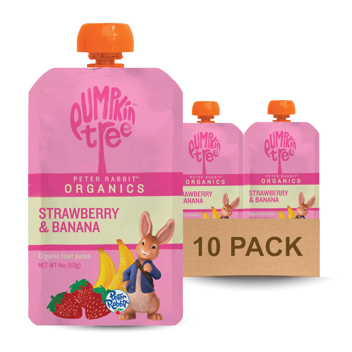 Pumpkin Tree Peter Rabbit Organics, Banana, Mango, and Kale, 4 Squeeze Pouch, Mango, Broccoli & Kale, 4.4 Ounce (Pack of 10)