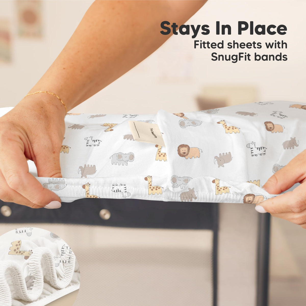 2pk Mini Crib Sheets Fitted 38x26 Pack N Play Mattress Sheet (Bumble Bear)