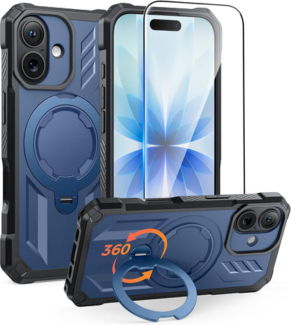 FNTCASE for iPhone 17 Case with 360 Spin Magnetic Stand