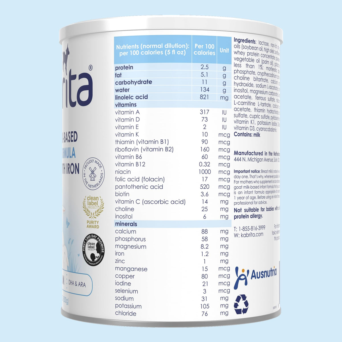 Kabrita Goat Milk Infant Formula Powder, Gentle Digestion, Non-GMO, 14 oz