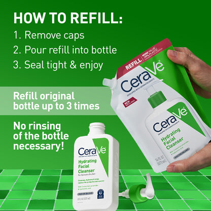 CeraVe Hydrating Cleanser with Hyaluronic Acid, Gentle Face Cleanser,16oz