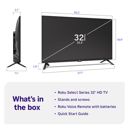Roku 32-Inch Select Series Smart TV 2026-1080p Full HD TV - RokuTV