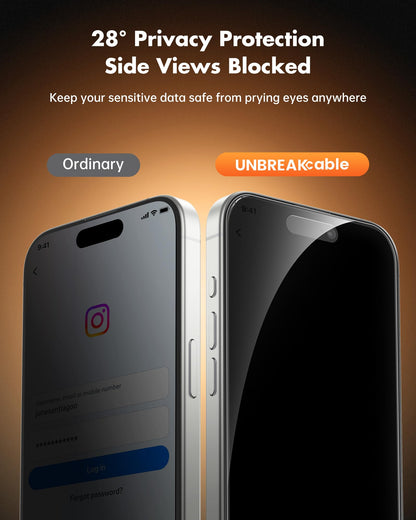 UNBREAKcable Privacy Screen Protector for iPhone 16 Pro, 2-Pack