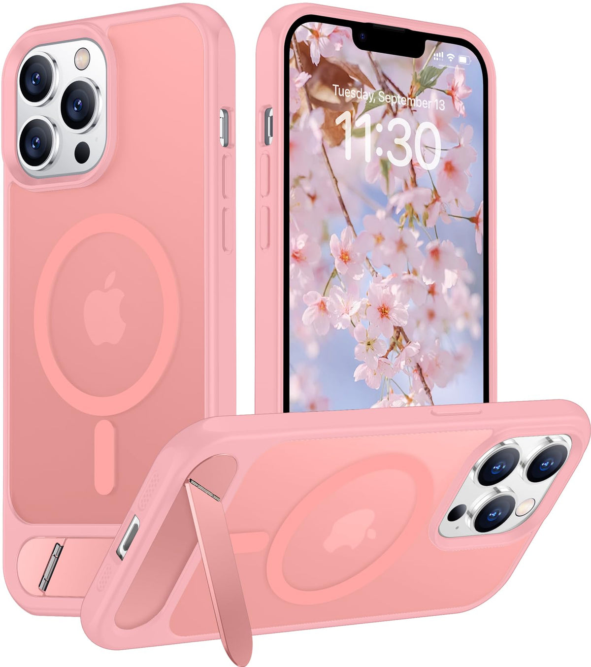 Temdan Magnetic Compatible with iPhone 16 Pro Max Case, [Built-in Invisible Kickstand][Compatible with MagSafe] [Military Grade Shockproof] Slim Translucent Matte Phone Case for iPhone 16 Pro Max 6.9"