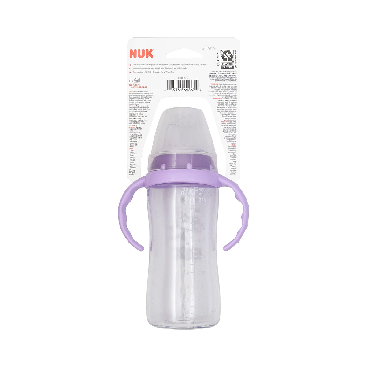 NUK First Choice Learner Sippy Cup 2.0, 10oz, 2-Pack, Pink Bunnies