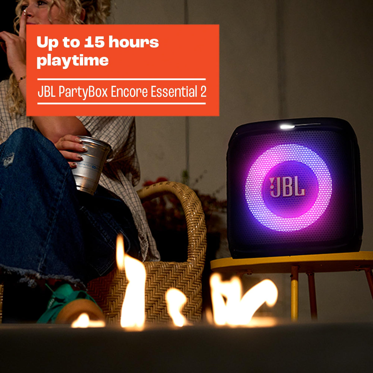 JBL PartyBox Encore Essential 2 Portable Speaker, AI Sound Boost - Black