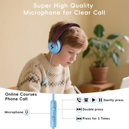 Candy Bila Wired Kids Headphones for School, Over-Ear for Boys Girls