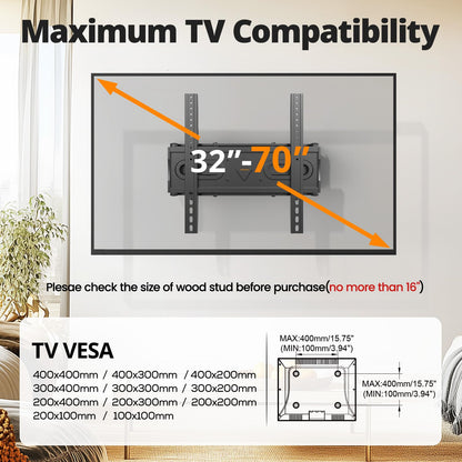 55 65 75 85 inch Tilting TV Wall Mount for 32-90 '' TVs, Low Profile TV Mount Bracket, Safe Lock & Quick Release,Max VESA 600x400mm, 24 inch Studs,132 lbs, Fit Most 55+ 75+ 85+ 86 TVs