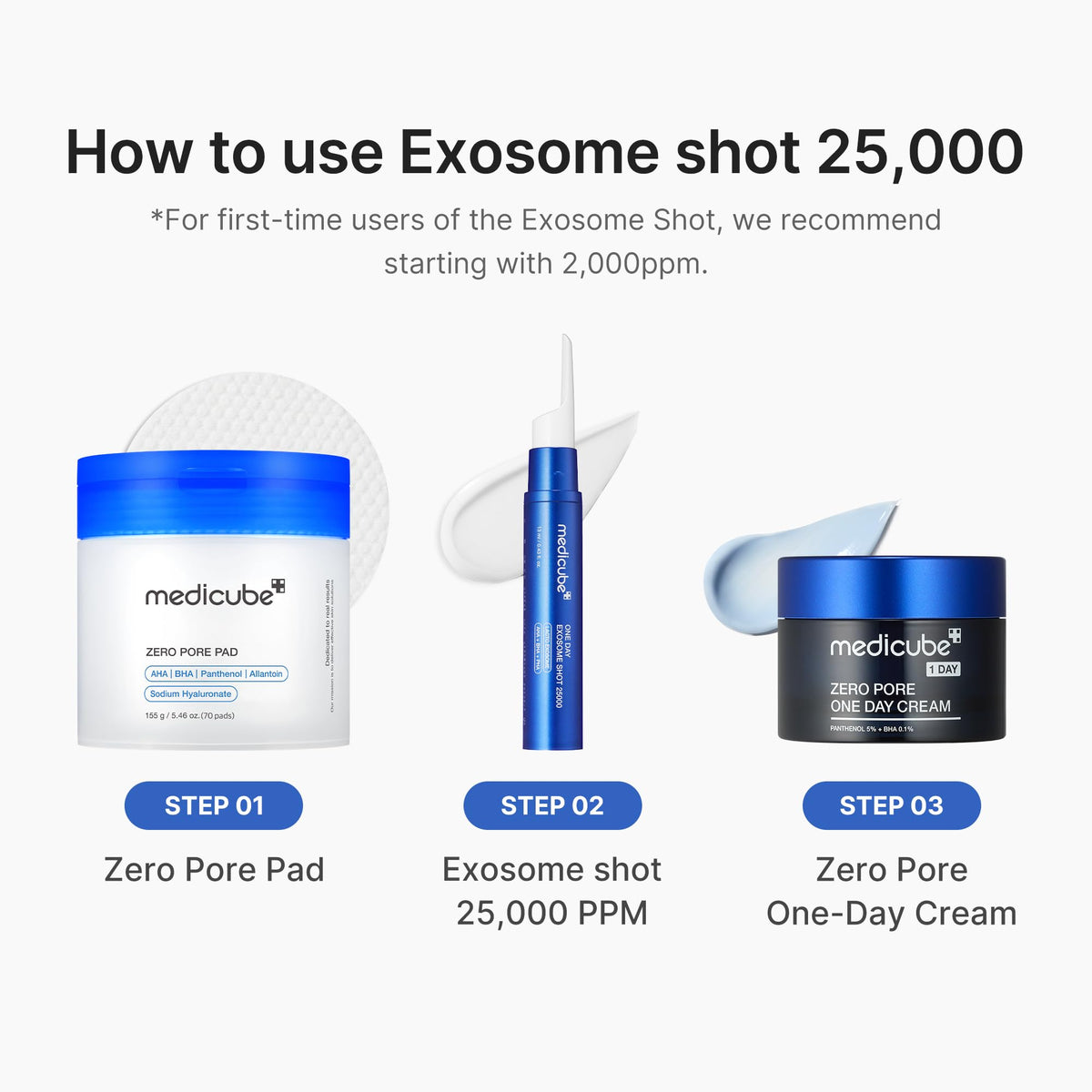 medicube Exosome Shot Zero 2,000 PPM Spicule Facial Serum For Pores & Sebum