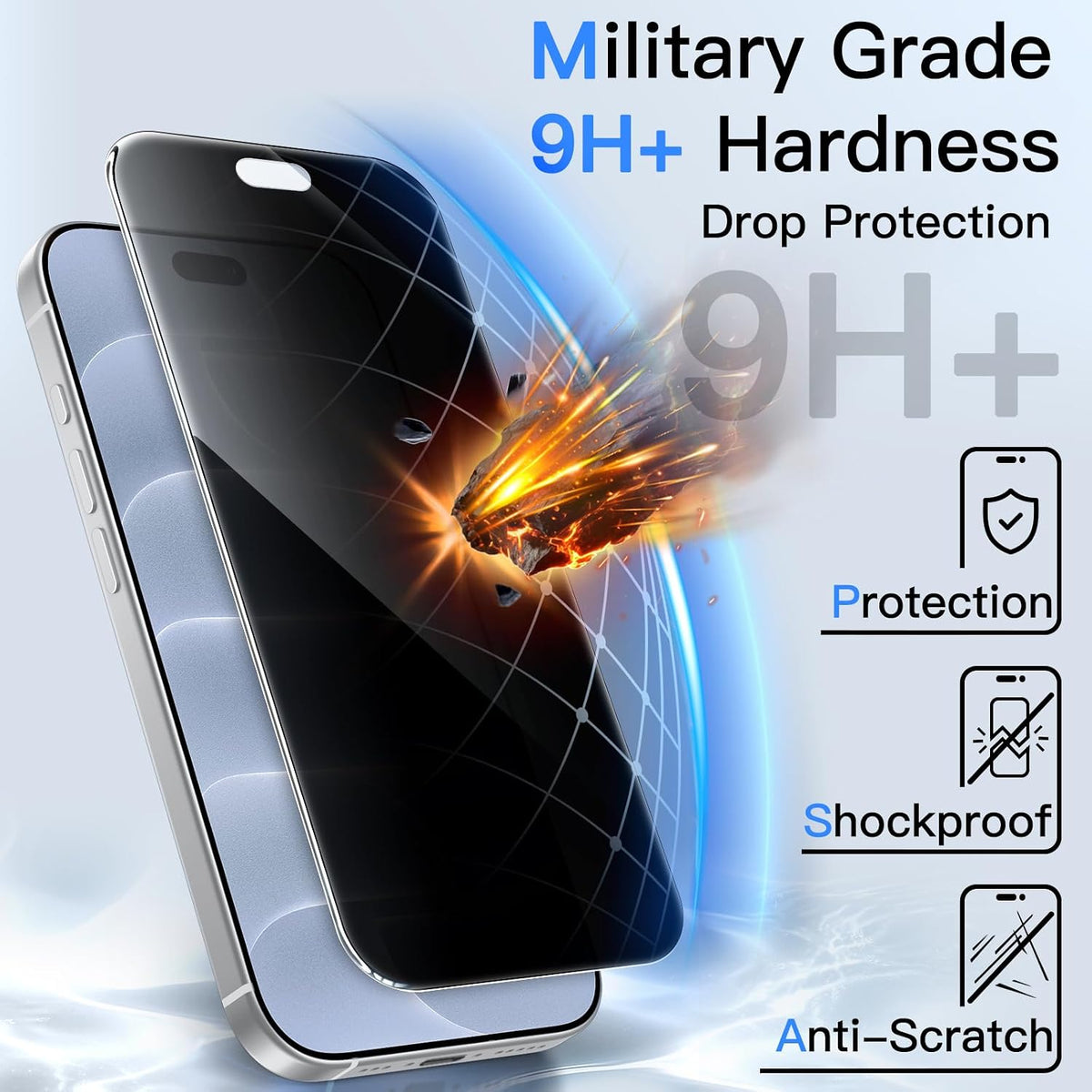 JETech Privacy Screen Protector for iPhone 16 Pro Max, 2-Pack