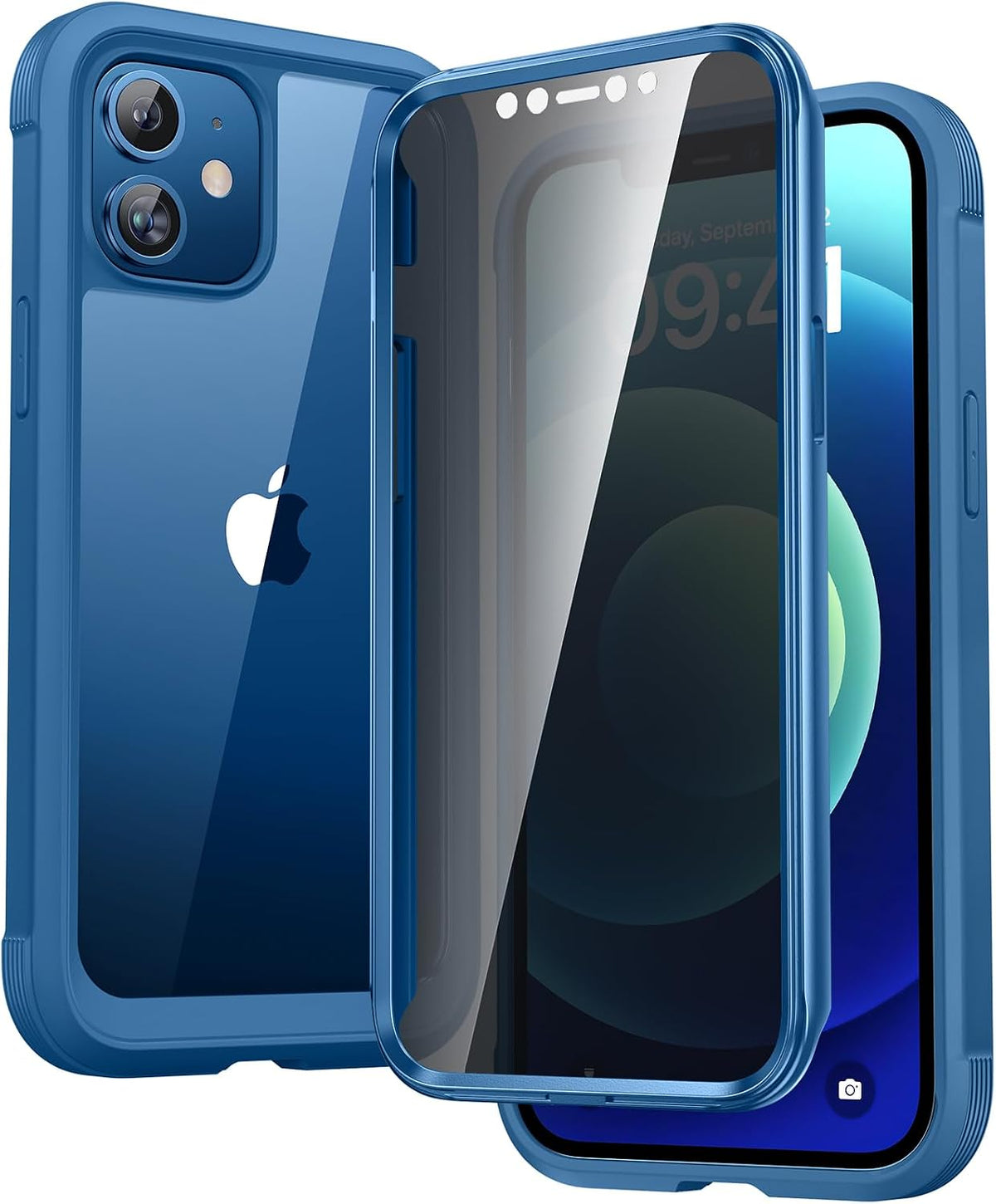 Diaclara Designed for iPhone 15 Plus Case 6.7 Inch, Full-Body Clear Bumper Cases w/Built-in Screen Protector, 360 Protective Rugged Case + Glass Camera Lens Protector,Mint Green