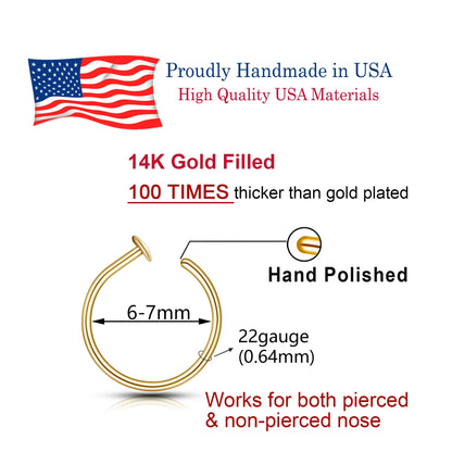 Small Thin Gold Nose Ring Hoop for Women, 20G/22G/24G, 5mm/6mm/7mm/8mm