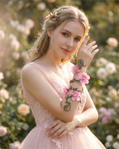 FRESHME Renaissance Fairy Floral Arm Wrap - 1 PC Elf Bracelet Forest Mother Nature Costume Renfaire Cosplay Fairy Accessories