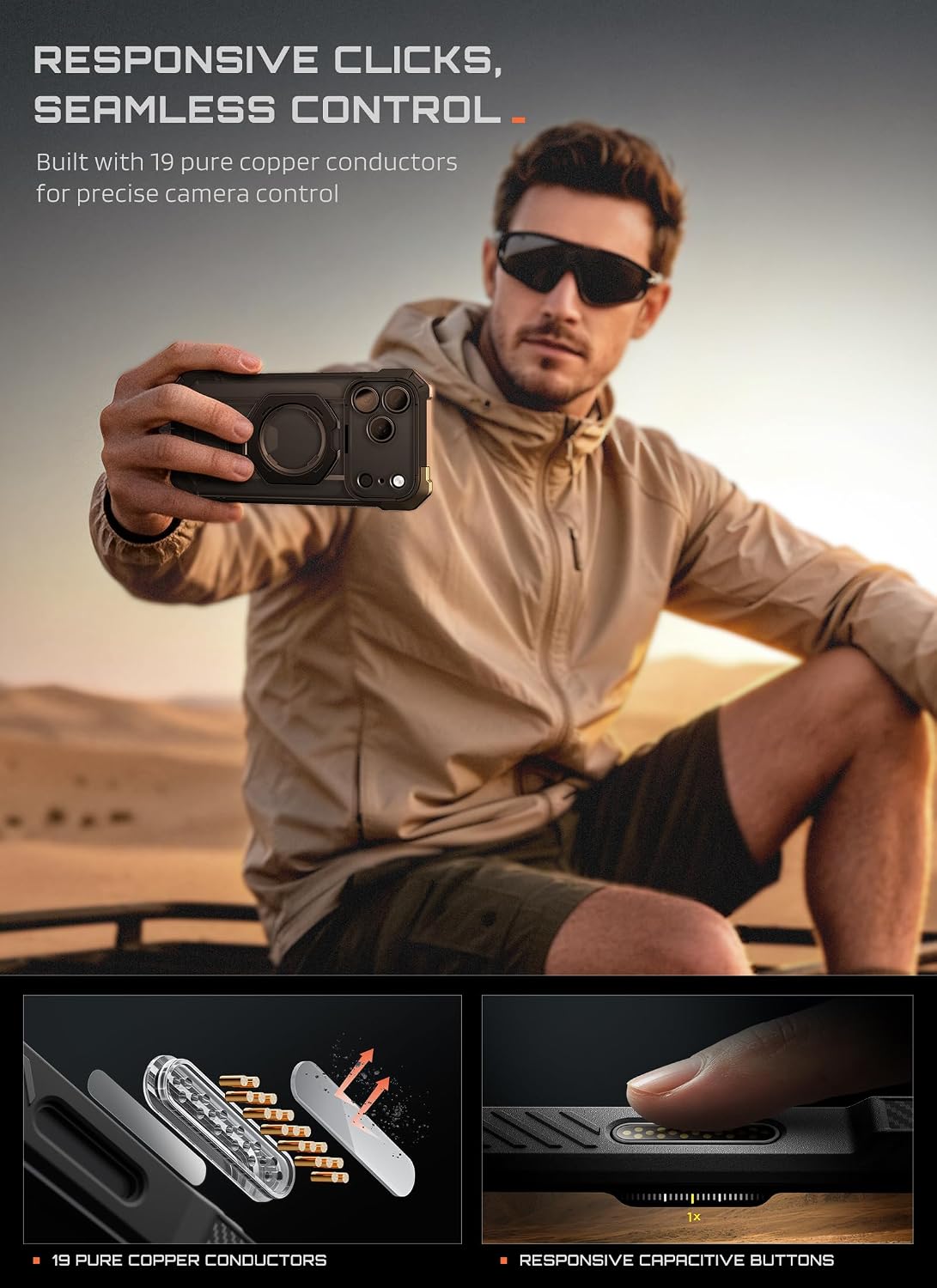 SUPCASE for iPhone 17 Case with Stand & Camera Control Button, Black