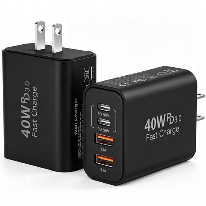 USB C Wall Charger Block, 40W USB Type C iPhone Charger Fast Charging Block