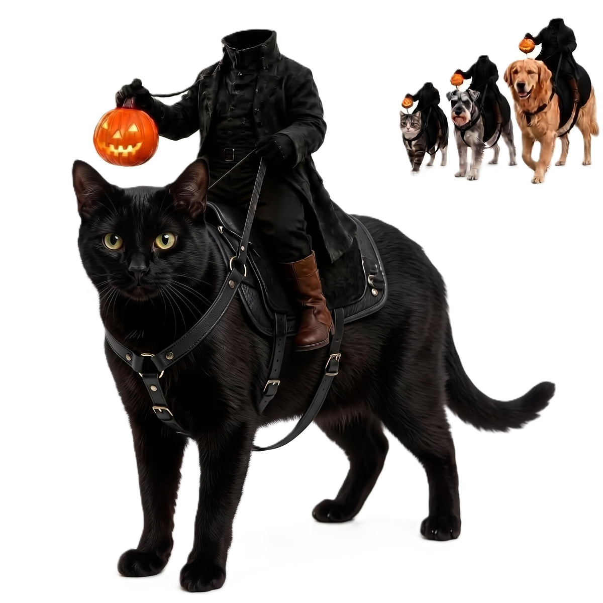 Light Up Headless Horseman Pet Costume for Dogs and Cats S/M/L