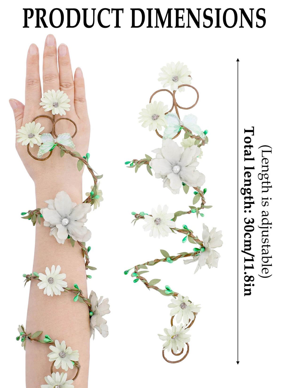 FRESHME Renaissance Fairy Floral Arm Wrap - 1 PC Elf Bracelet Mother Nature Costume Poison Ivy Costume Renfaire Accessories