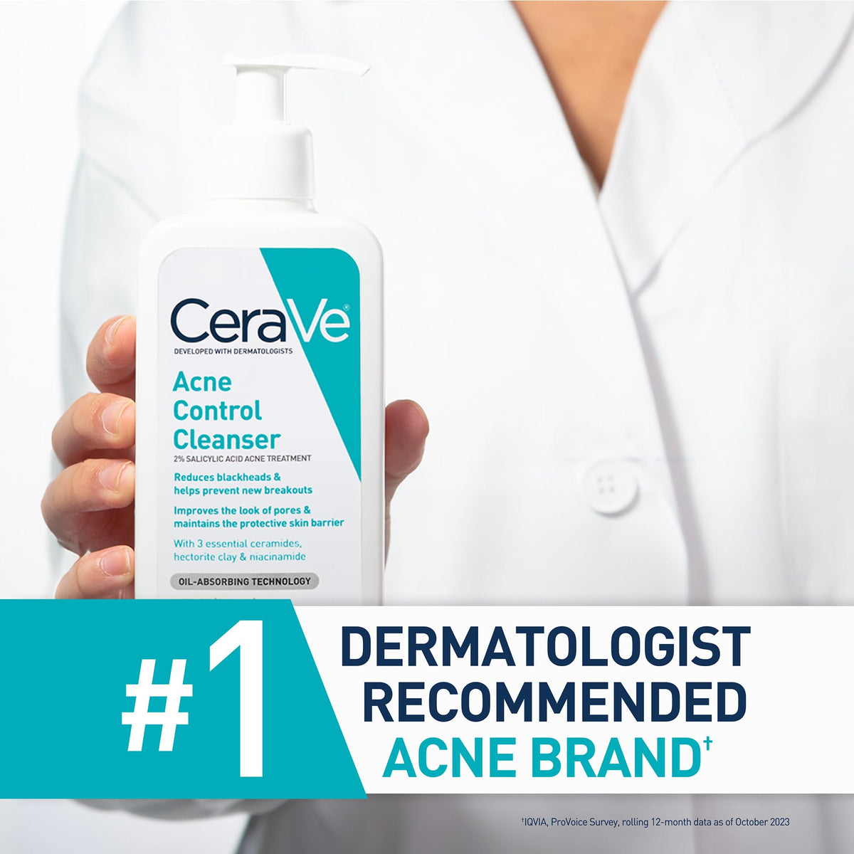 CeraVe Acne Control Cleanser, Face Wash with 2% Salicylic Acid, 8 oz