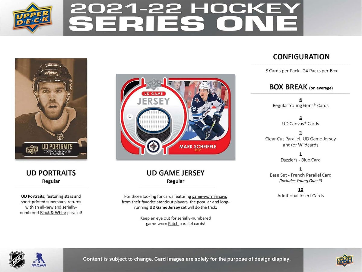 2021 2022 Upper Deck Hockey Series 1 Factory Sealed Unopened Blaster Box of Packs Possible Young Guns Rookies and Jerseys
