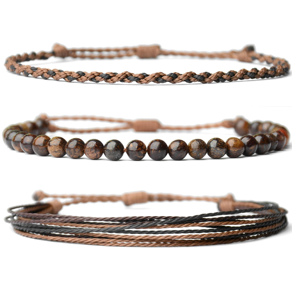 Mezcla Vida Handmade Natural Stone Beaded Healing Bracelet Gift for Men Adjustable Rope String Bracelet
