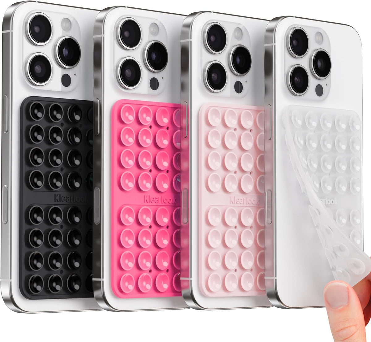 Klearlook Silicone Double Sided Suction Cup Phone Case Mount, Transparent