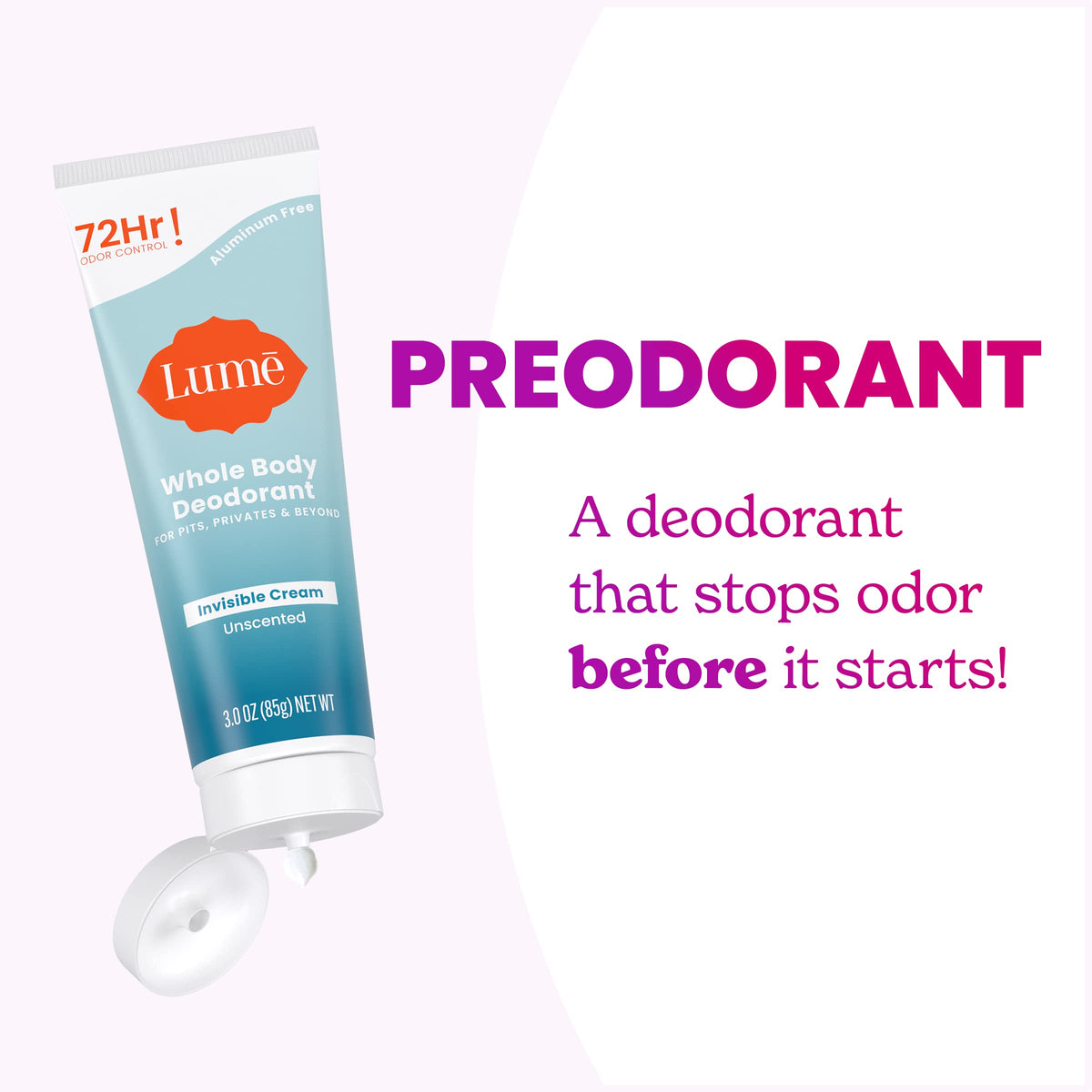 Lume Whole Body Deodorant - Cream Tube - 3 oz, 2 pk (Soft Powder)