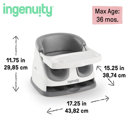 Ingenuity Baby Base 2-in-1 Booster Seat with Tray, Feeding & Floor Seat
