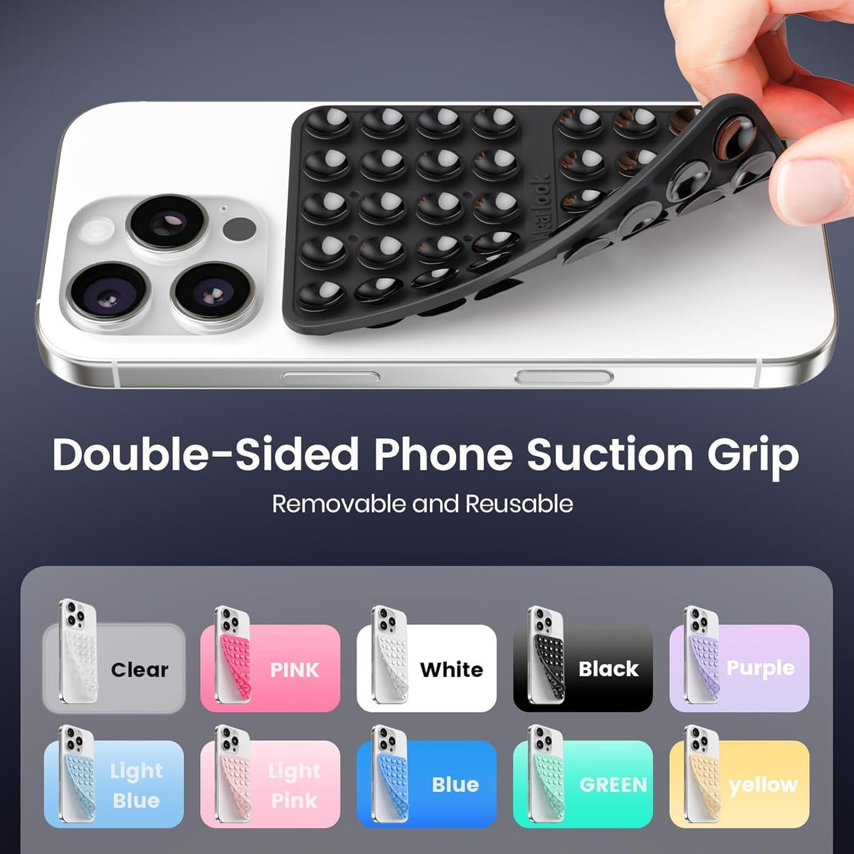 Klearlook Silicone Double Sided Suction Cup Phone Case Mount, Transparent