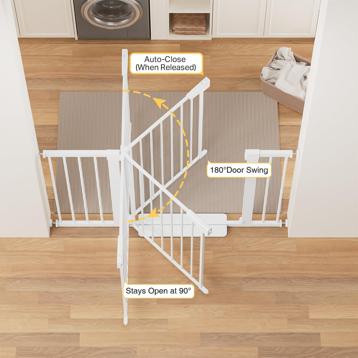 Cumbor 29.7-51.5 in Extra Wide Baby Gate for Stairs, Dog Gate Indoor Black