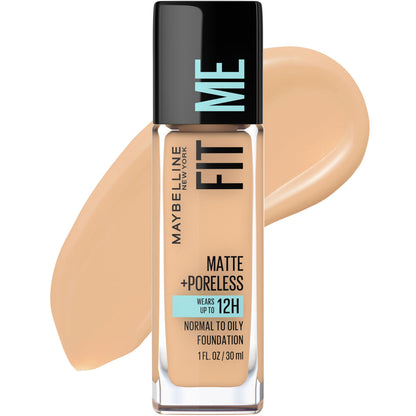 Maybelline Fit Me Matte + Poreless Liquid Oil-Free Foundation Makeup, Sun Beige, 1 Count (Packaging May Vary)