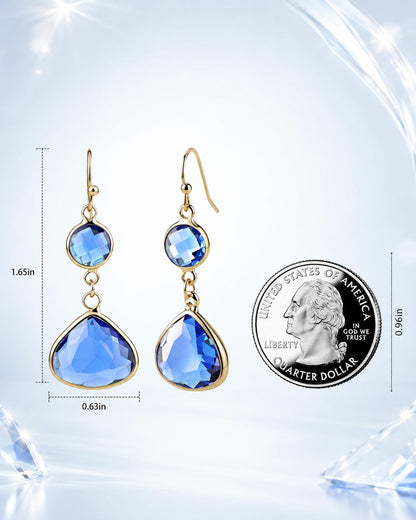 Handmade Dangle Drop Birthstone Earrings 14K Gold - Plated Hypoallergenic Lightweight & Comfortable Elegant Gemstone Earrings for Women