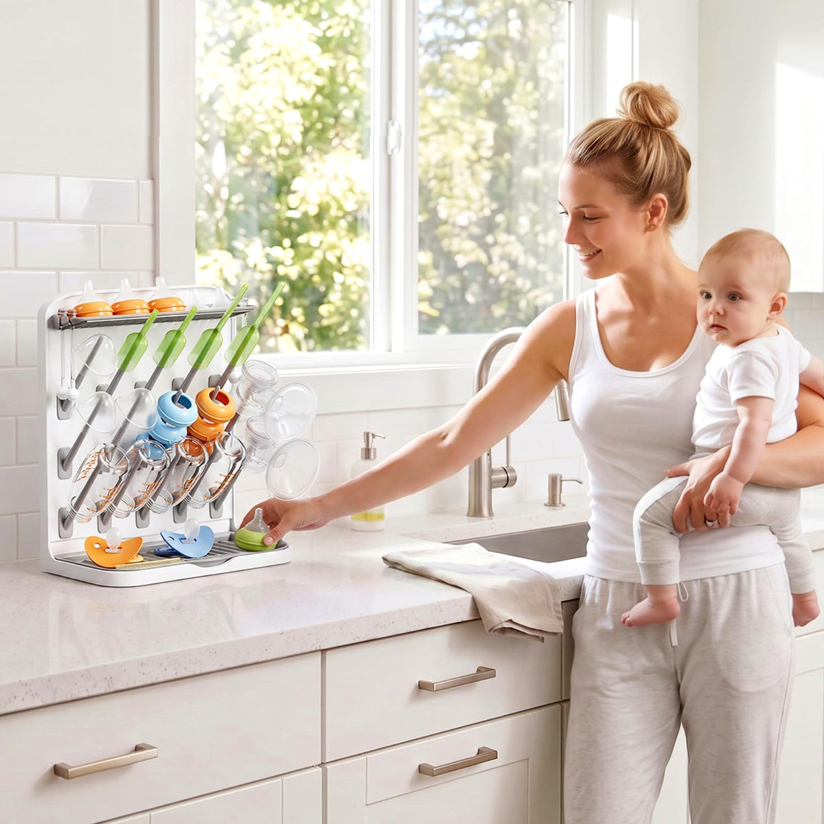 Lifewit 10-Hooks Baby Bottle Drying Rack for Countertop, BPA Free