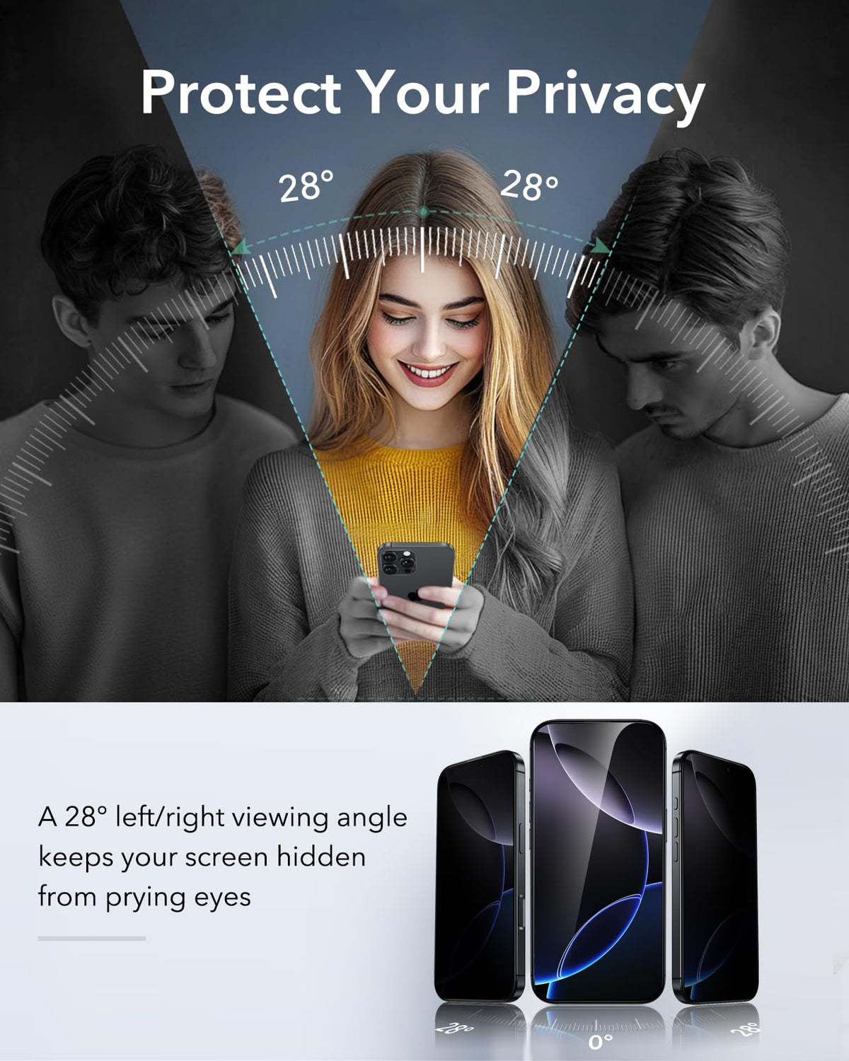 ESR 3 Pack for iPhone 17 Pro Max Privacy Screen Protector, Classic