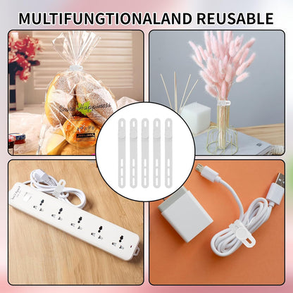 25 Pcs Silicone Cable Ties, Cable Ties Reusable, High Elasticity Cord Wraps for Electrical Cords, Cord Organizer for Earphone, Phone Charger(White)