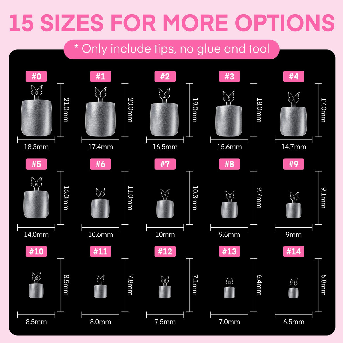 UNA GELLA Short Sharp Square Nail Tips 504pcs X-Soft Flat Square Nails