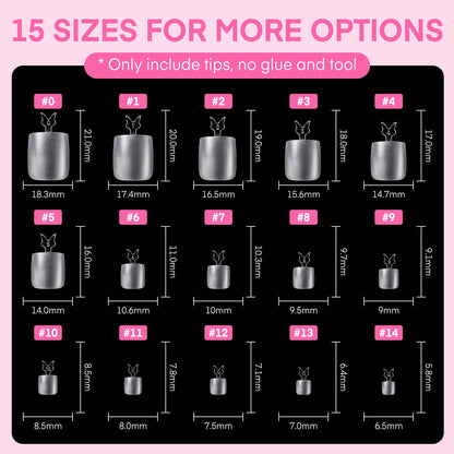 UNA GELLA Short Sharp Square Nail Tips 504pcs X-Soft Flat Square Nails