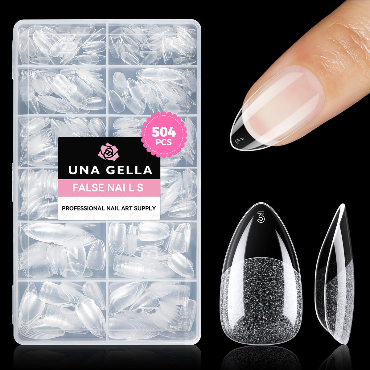 UNA GELLA Short Sharp Square Nail Tips 504pcs X-Soft Flat Square Nails