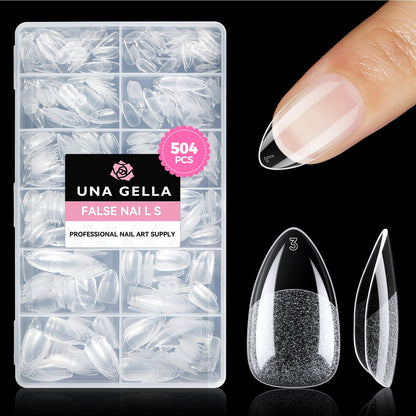 UNA GELLA Short Sharp Square Nail Tips 504pcs X-Soft Flat Square Nails